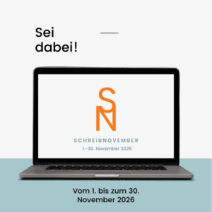 Computer mit dem Logo des Schreib-Novembers 2026